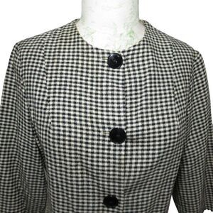 Vintage 60s Specialty House M Wool Crop Jacket Blazer Black Check Made In USA